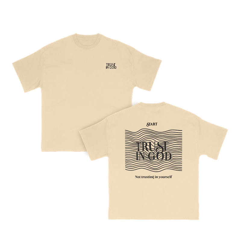 Unisex Trust In God Wavy Line Print T-shirt - Apricot - US16-18(2XL) - image 6