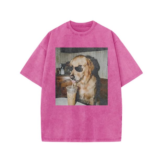 Vintage Dog Photo Print Acid Washed T-shirt - Pink - US20-22(3XL) - image 9