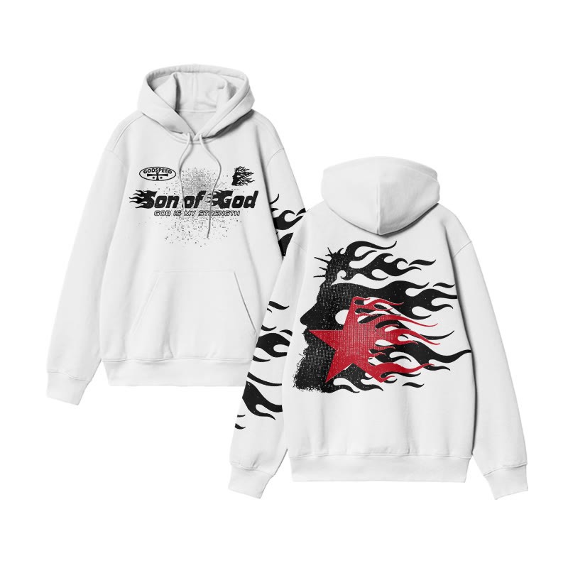 Unisex Son Of God Print Hoodie - White - US16-18(2XL) - image 3