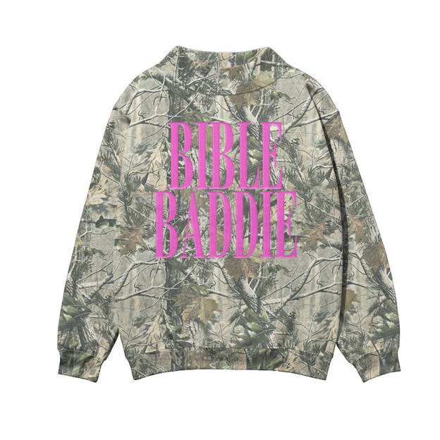 BIBLE BADDIE Camo Mock Neck Sweatshirt - Khaki - 3XL - image 3