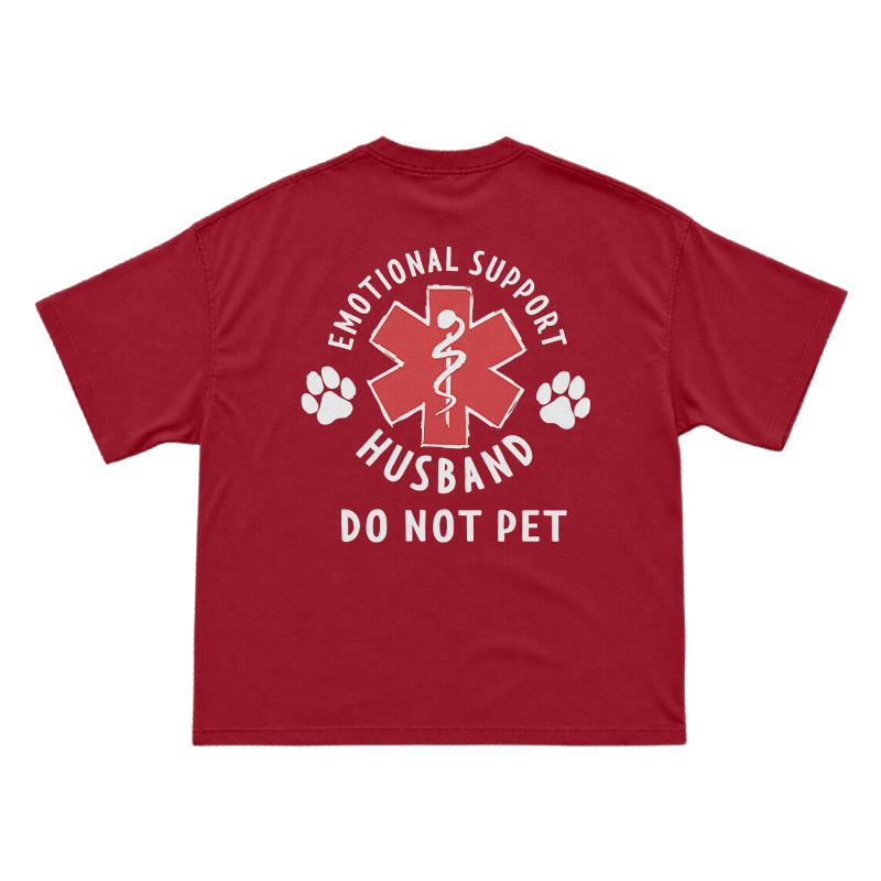 Emotional Support Husband Do Not Pet Novelty Back Graphic T-Shirt - Red - US16-18(2XL) - image 9