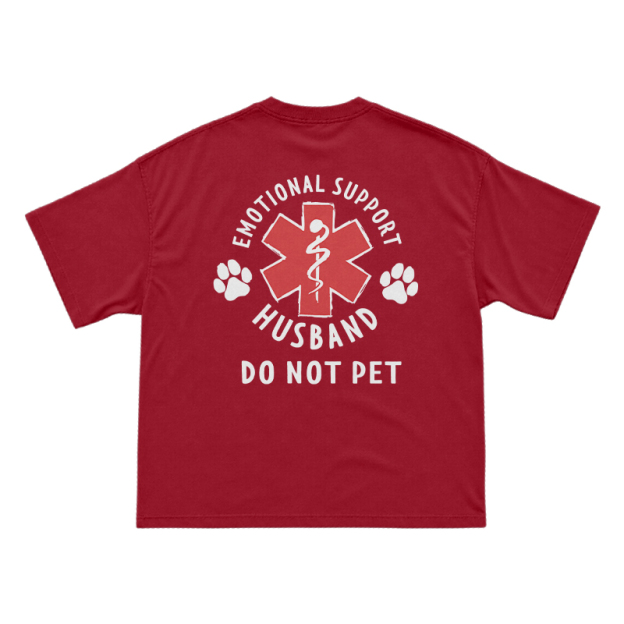 Emotional Support Husband Do Not Pet Novelty Back Graphic T-Shirt - Red - US16-18(2XL) - image 9