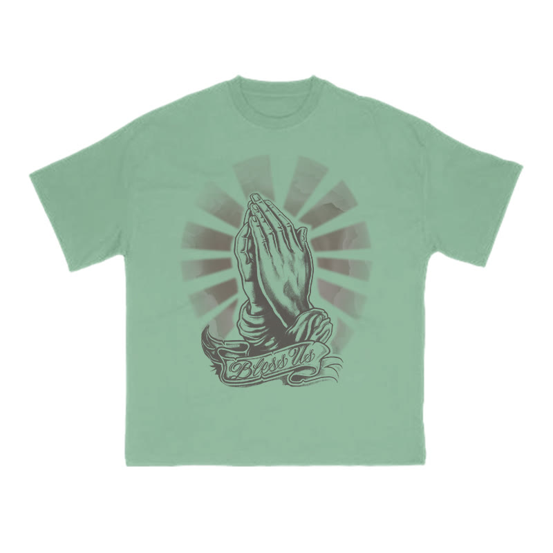 Unisex 100% Cotton Bless Us Print T-shirt - Green - US16-18(2XL) - image 8