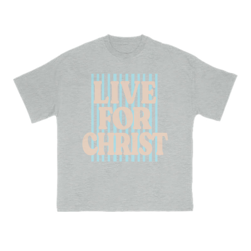 Unisex 100% Cotton Live For Christ Stripes Print T-shirt - Grey - US16-18(2XL) - image 9