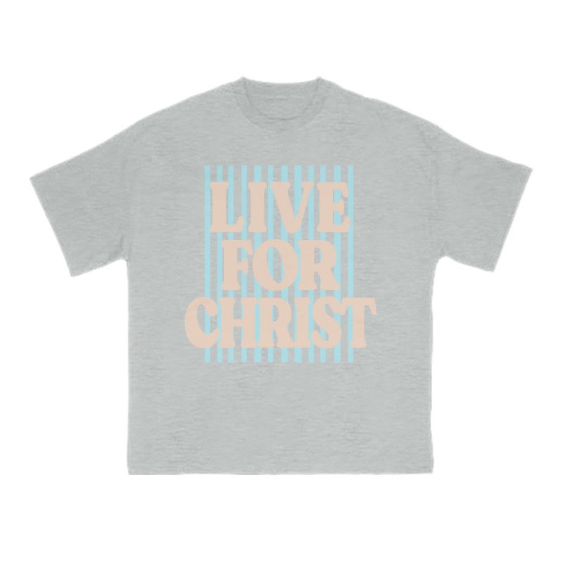 Unisex 100% Cotton Live For Christ Stripes Print T-shirt - Grey - US16-18(2XL) - image 9