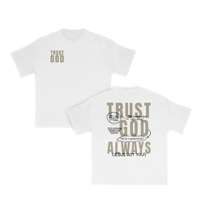 Trust God Always Print T-shirt - White - US16-18(2XL) - image 3