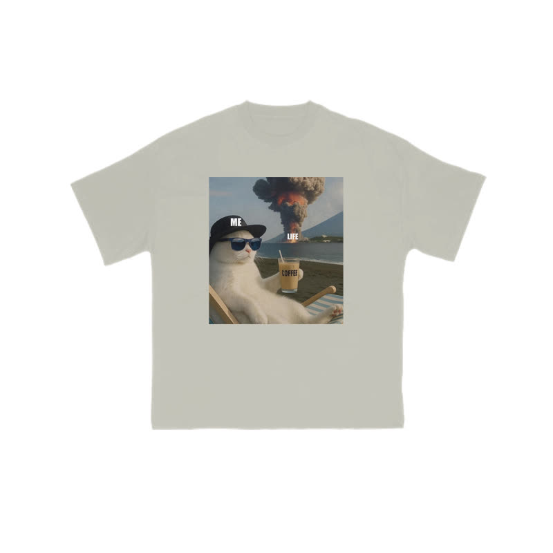 Unisex 100% Cotton Life Explosion Print T-shirt - Warm Grey - US16-18(2XL) - image 4