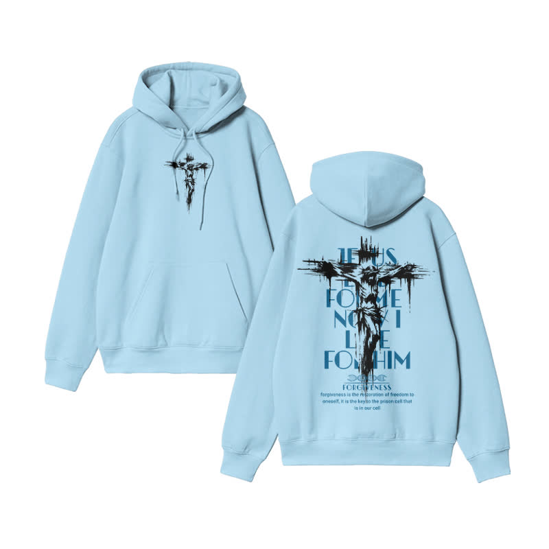 Unisex 100% Cotton Jesus Forgiveness Design Print Hoodie - Blue - US16-18(2XL) - image 7
