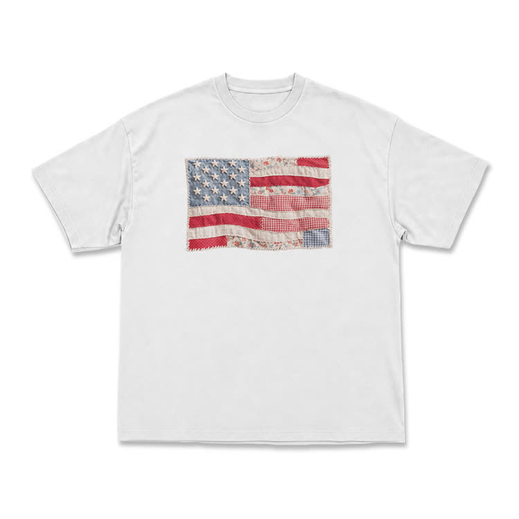 Vintage Flag Graphic Print T-Shirt - White - US16-18(2XL) - image 11
