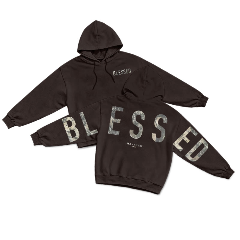 Blessed Dead Leaves Camouflage Print Hoodie - Coffee - US16-18(2XL) - image 5