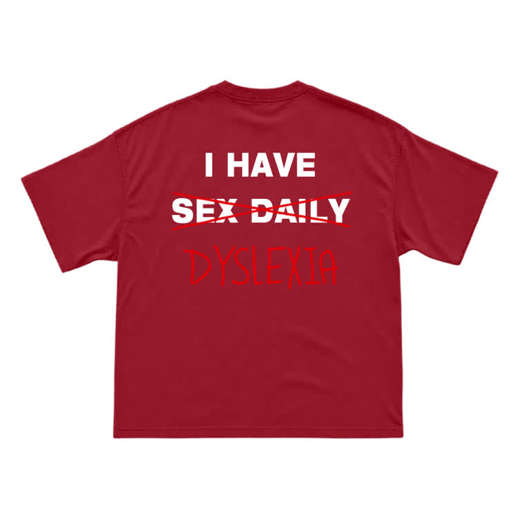 Casual Dyslexia Joke Back Print T-Shirt - Red - US16-18(2XL) - image 8
