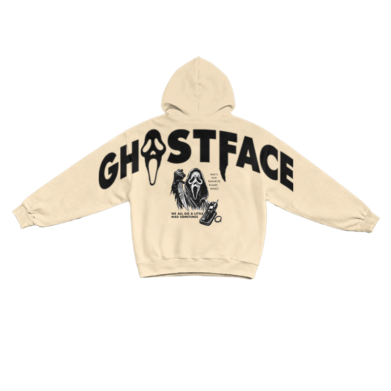 Streetwear Ghostface Long Sleeve Graphic Print Hoodie - Apricot - US16-18(2XL) - image 3