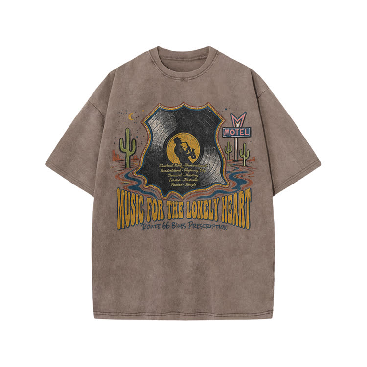 Vintage Motel Graphic Print Acid Washed T-shirt - Grey - US20-22(3XL) - image 3