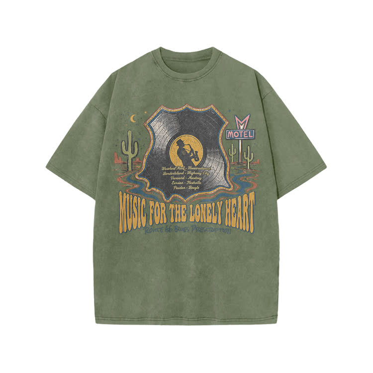 Vintage Motel Graphic Print Acid Washed T-shirt - Army Green - US20-22(3XL) - image 8