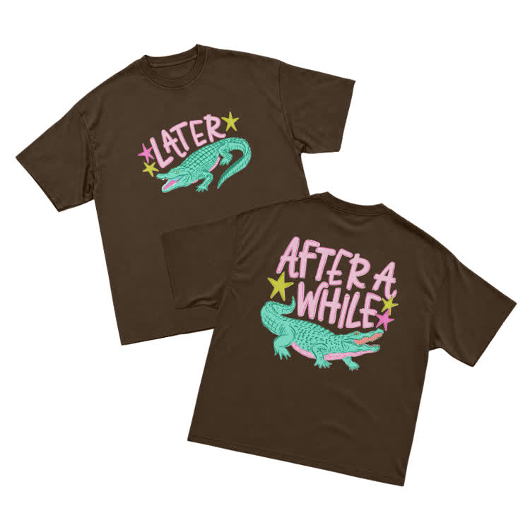 Casual Statement After A While Art Graphic T-Shirt - Coffee - US16-18(2XL) - image 10