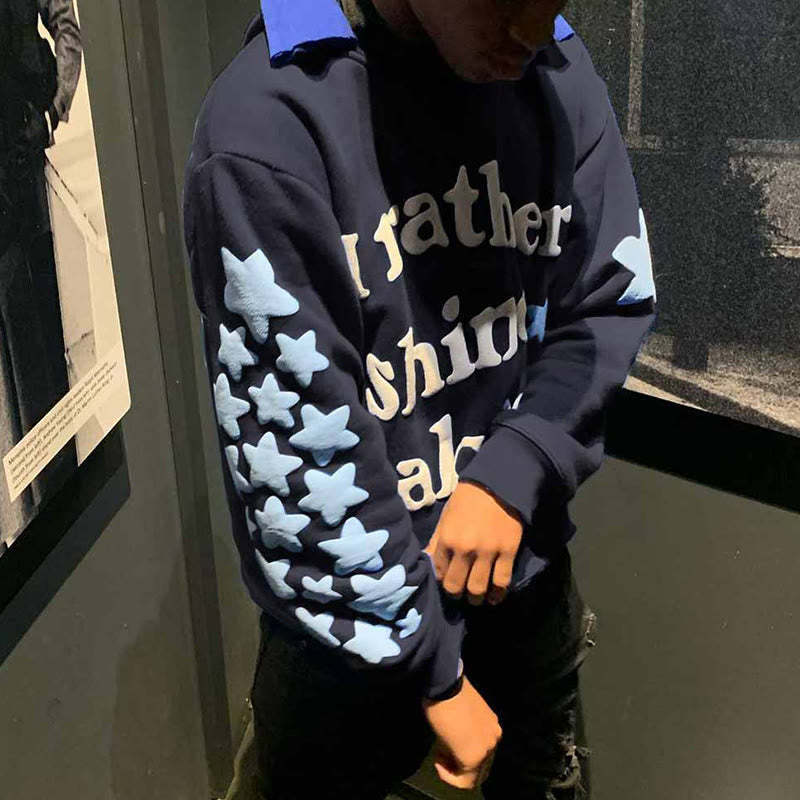 I Rather Shine Alone Print Hoodie