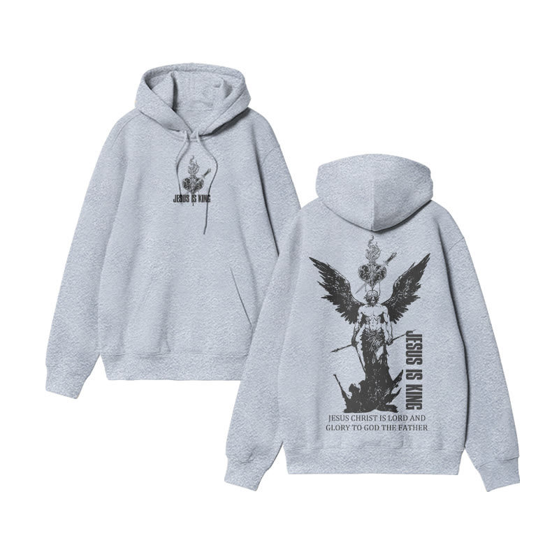 Unisex 100% Cotton Jesus Is King Design Print Hoodie - Grey - US16-18(2XL) - image 8