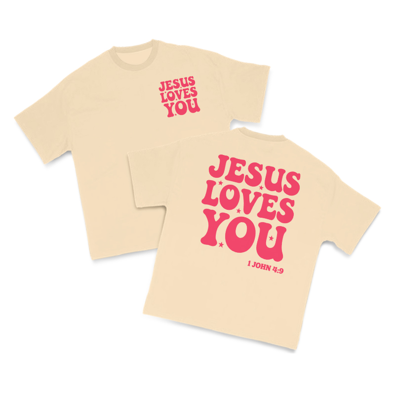 Jesus Loves You 1 John 4:9 Print T-shirt - Apricot - US16-18(2XL) - image 5