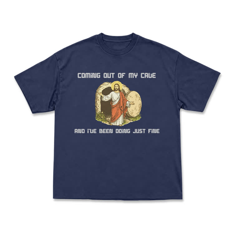 Faith Humorous Jesus Illustration Jersey T-Shirt - Navy Blue - US16-18(2XL) - image 11
