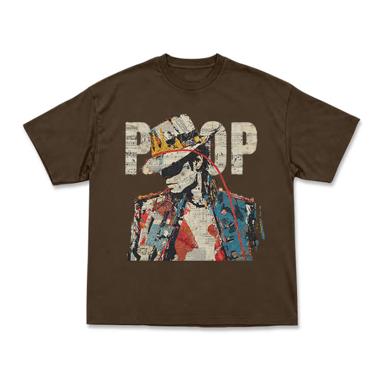 Vintage Art Crown Figure Graphic Print T-Shirt - Coffee - US16-18(2XL) - image 12