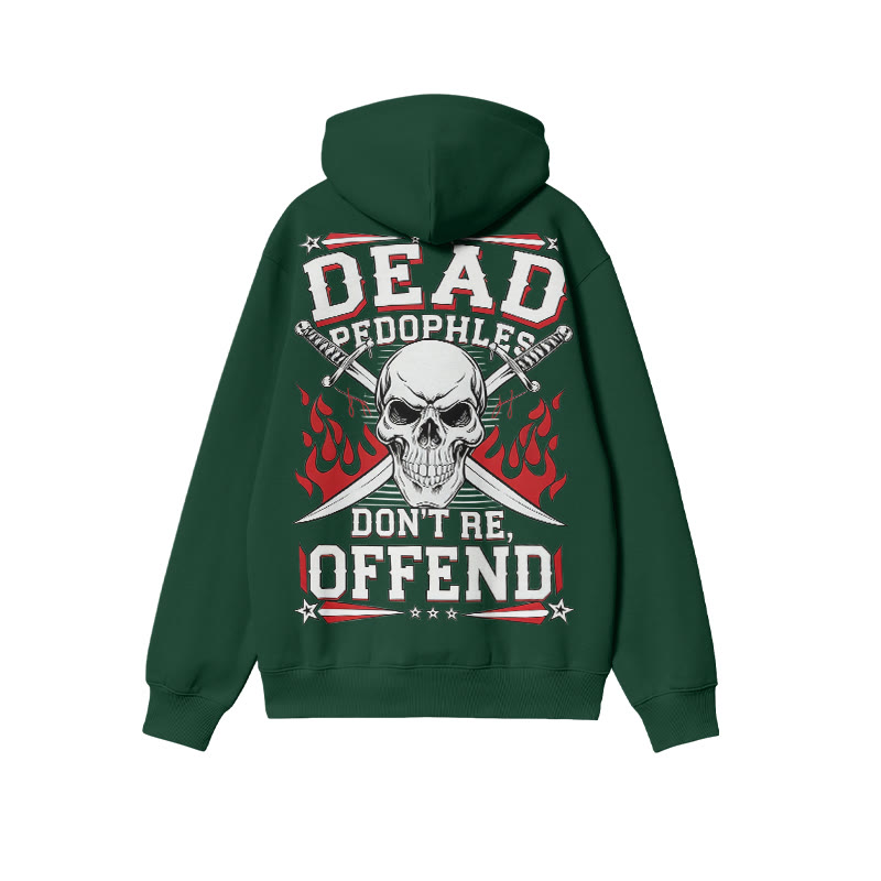 Dead Pedophiles Don't Re-offend Skull Print Hoodie - Dark Green - US16-18(2XL) - image 6