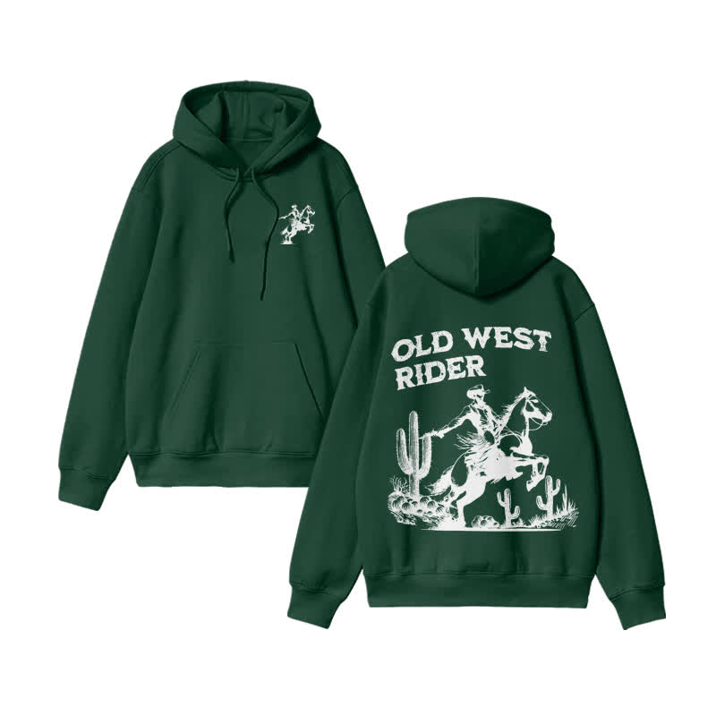 Unisex Old West Rider Print hoodie - Green - US16-18(2XL) - image 6