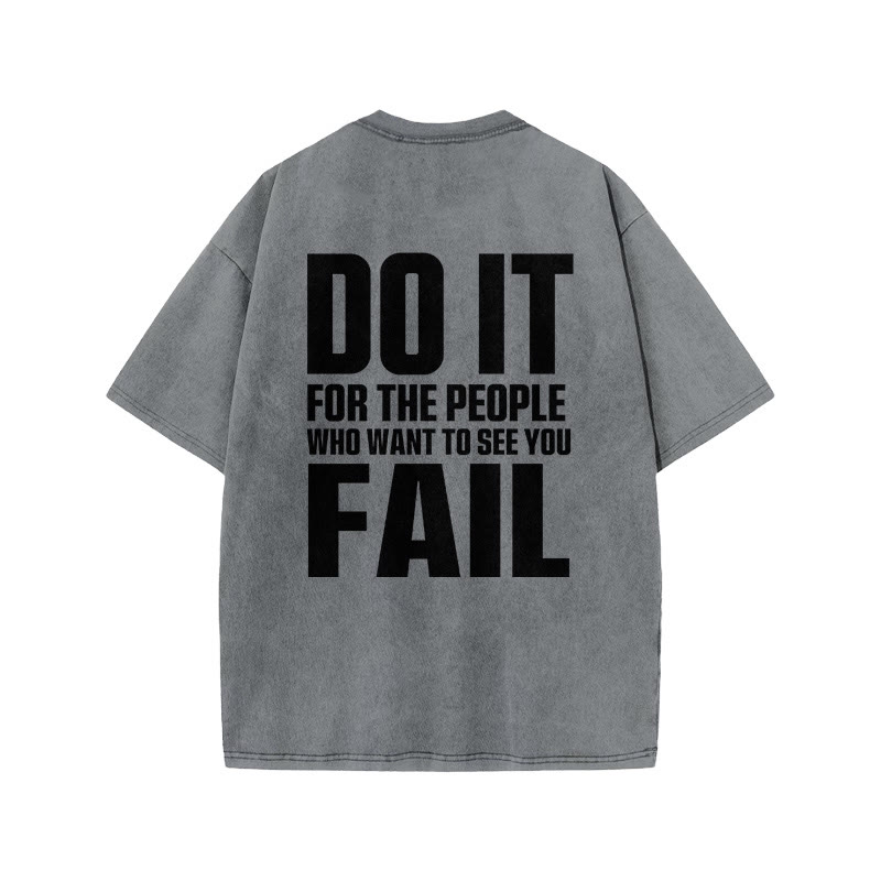100% Cotton DO IT Gym Print Acid Washed T-shirt - Grey - US20-22(3XL) - image 4