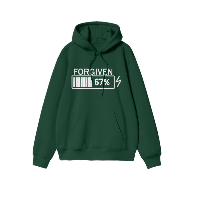 Unisex Forgiven Charging Progress Print Hoodie - Green - 2XL - image 7