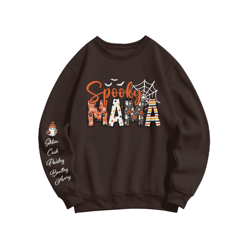 Unisex 100% Cotton Spooky Mama Halloween Print Sweatshirt - Coffee - US16-18(2XL) - image 4