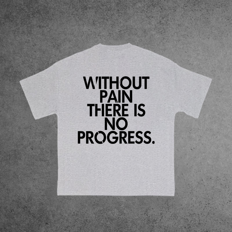 Gym 100% Cotton Without Pain There Is No Progress Print T-shirt - Grey - US16-18(2XL) - image 5