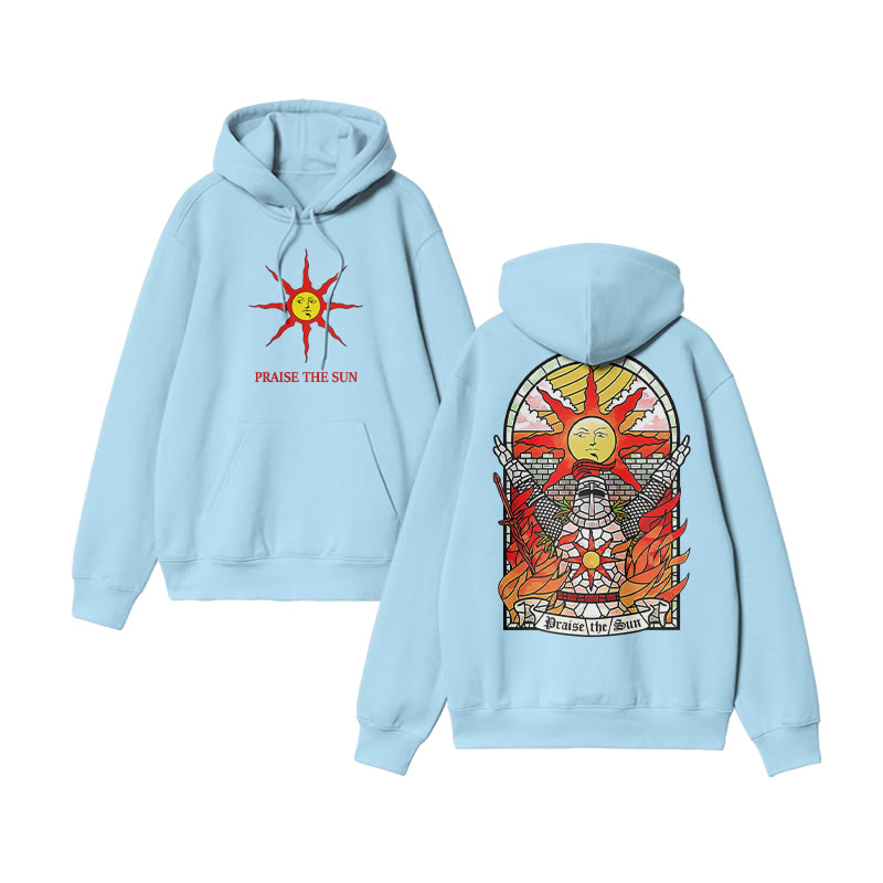 Unisex 100% Cotton Praise The Sun Print Hoodie - Blue - US16-18(2XL) - image 7