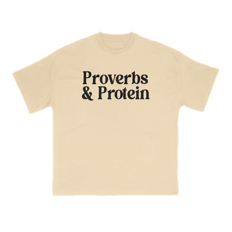 Proverbs & Protein Print T-shirt - Apricot - US16-18(2XL) - image 5