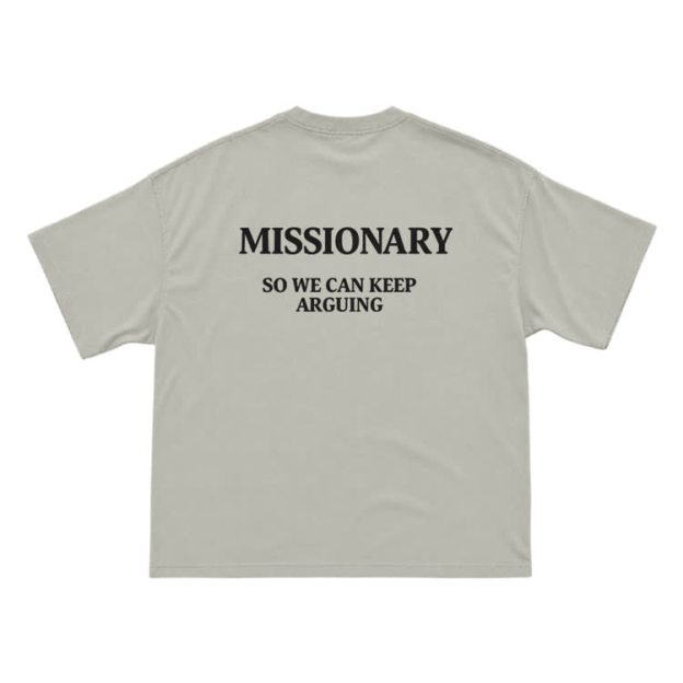 Missionary So We Can Keeparguing Graphic Print T-Shirt - Warm Grey - US16-18(2XL) - image 13