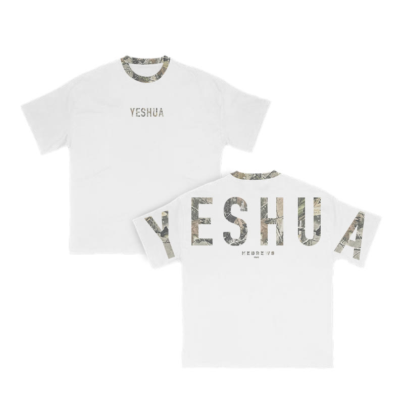 Yeshua Hebrews 13:8 Dead Leaves Camouflage Print T-shirt - White - 8XL - image 5