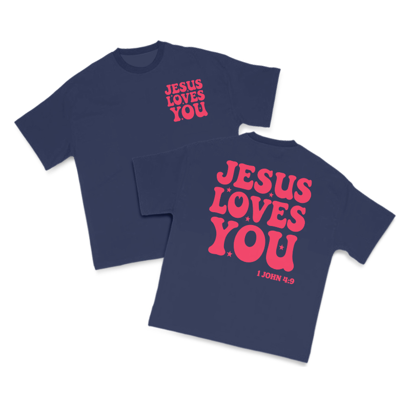 Jesus Loves You 1 John 4:9 Print T-shirt - Navy Blue - US16-18(2XL) - image 10