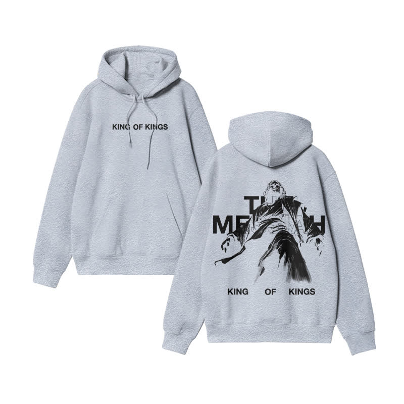 Unisex 100% Cotton Jesus Is King Of Kings Print hoodie - Grey - US16-18(2XL) - image 3