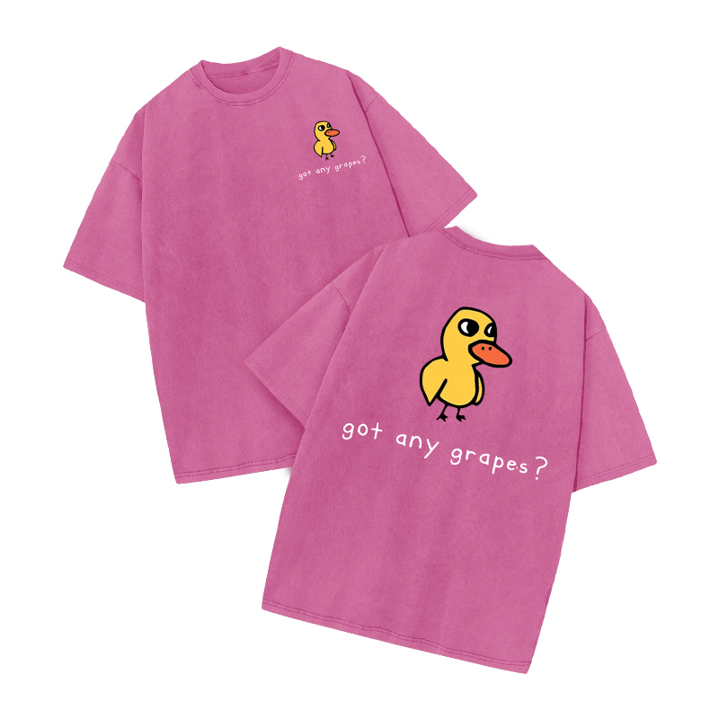 Got Any Grapes? Duck Graphic Print Acid Washed T-shirt - Pink - US20-22(3XL) - image 6