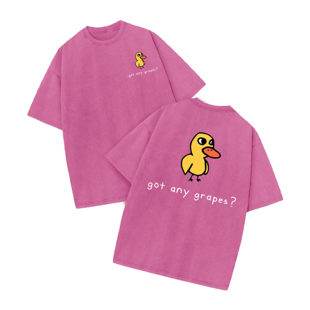 Got Any Grapes? Duck Graphic Print Acid Washed T-shirt - Pink - US20-22(3XL) - image 6