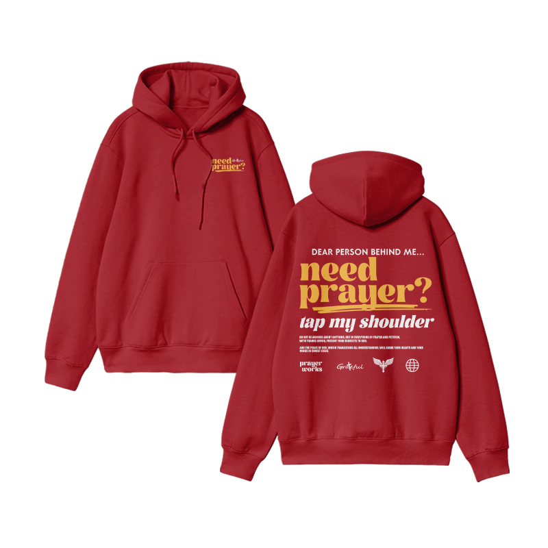 Unisex Dear Person Behind Need Prayer Print Hoodie - Red - US16-18(2XL) - image 9