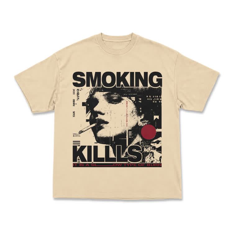 Street Rebel Smoking Kills Collage Print Graphic T-Shirt - Apricot - US16-18(2XL) - image 14