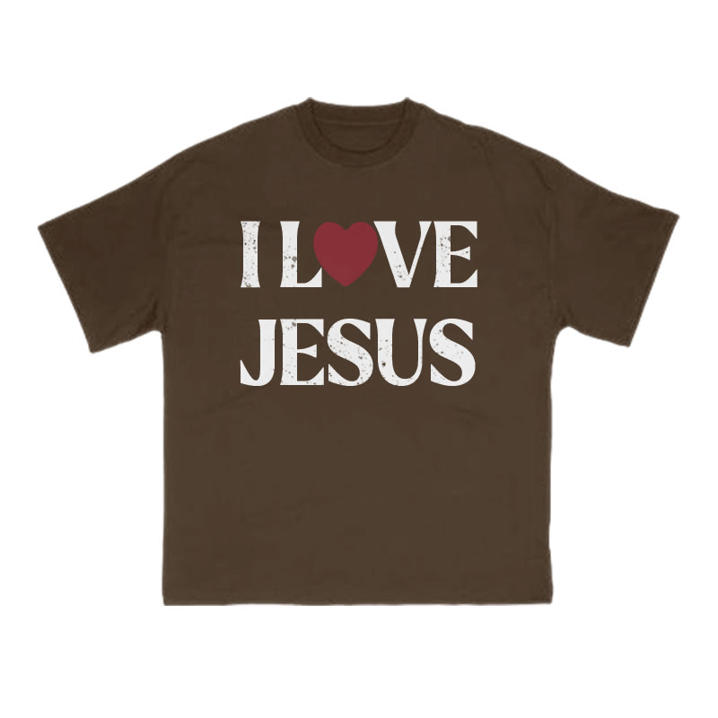 I Love Jesus Distressed Print Valentine's Day T-shirt - Coffee - US16-18(2XL) - image 8