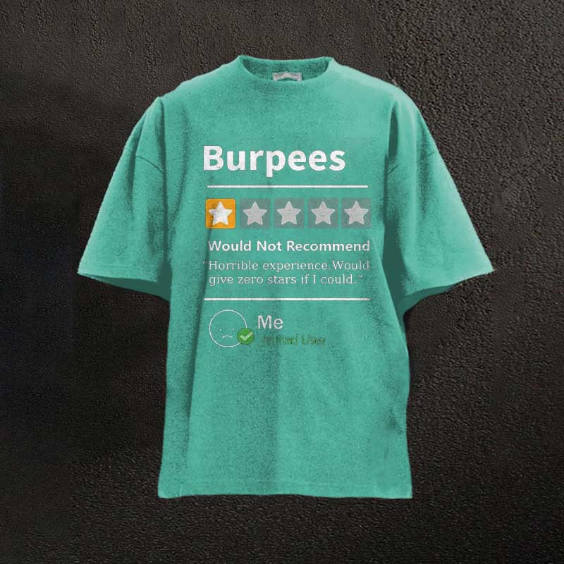 100% Cotton Burpees Reviewed Printed Washed Gym T-shirt - Green - 2XL - image 3