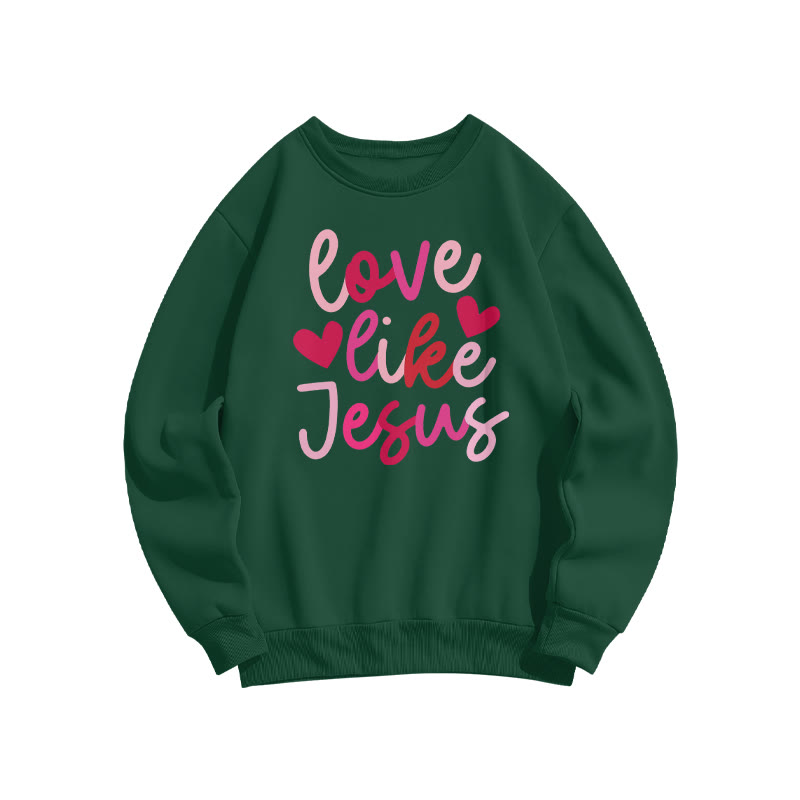 Love Like Jesus Heart Patterns Valentine's Day Print Sweatshirt - Dark Green - US16-18(2XL) - image 8
