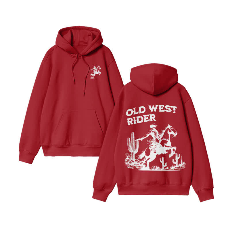 Unisex Old West Rider Print hoodie - Red - US16-18(2XL) - image 8