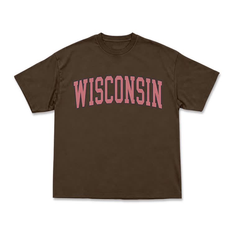 Classic Campus Wisconsin Arch Print T-Shirt - Coffee - US16-18(2XL) - image 12