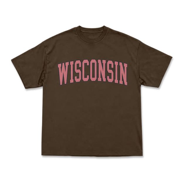Classic Campus Wisconsin Arch Print T-Shirt - Coffee - US16-18(2XL) - image 12