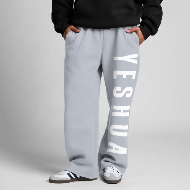 Yeshua Print Straight-leg Sweatpants - Grey - 5XL - image 4