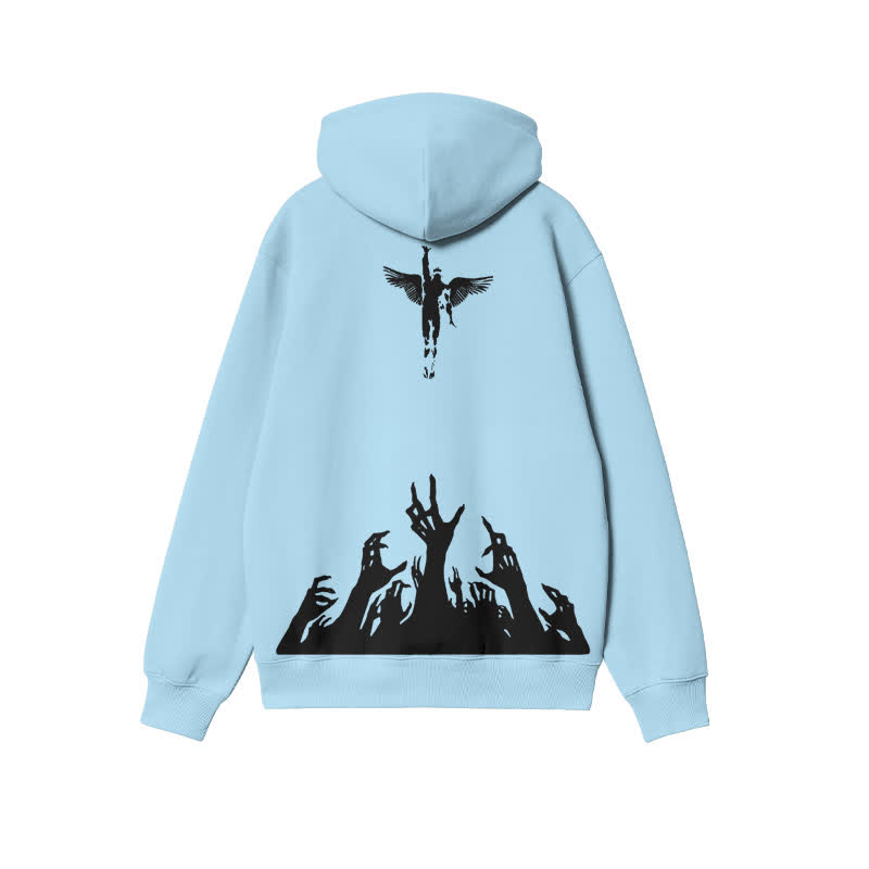 Unisex Faith Over Fear Print Hoodie - Light Blue - 2XL - image 6
