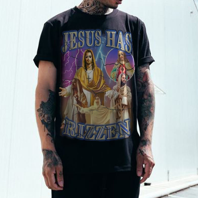 Jesus Has Rizzen Print T-shirt