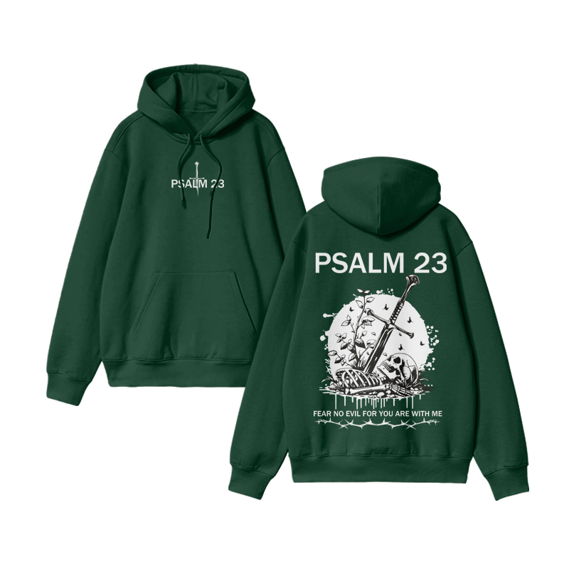 Unisex Psalm 23 Print Hoodie - Green - US16-18(2XL) - image 7